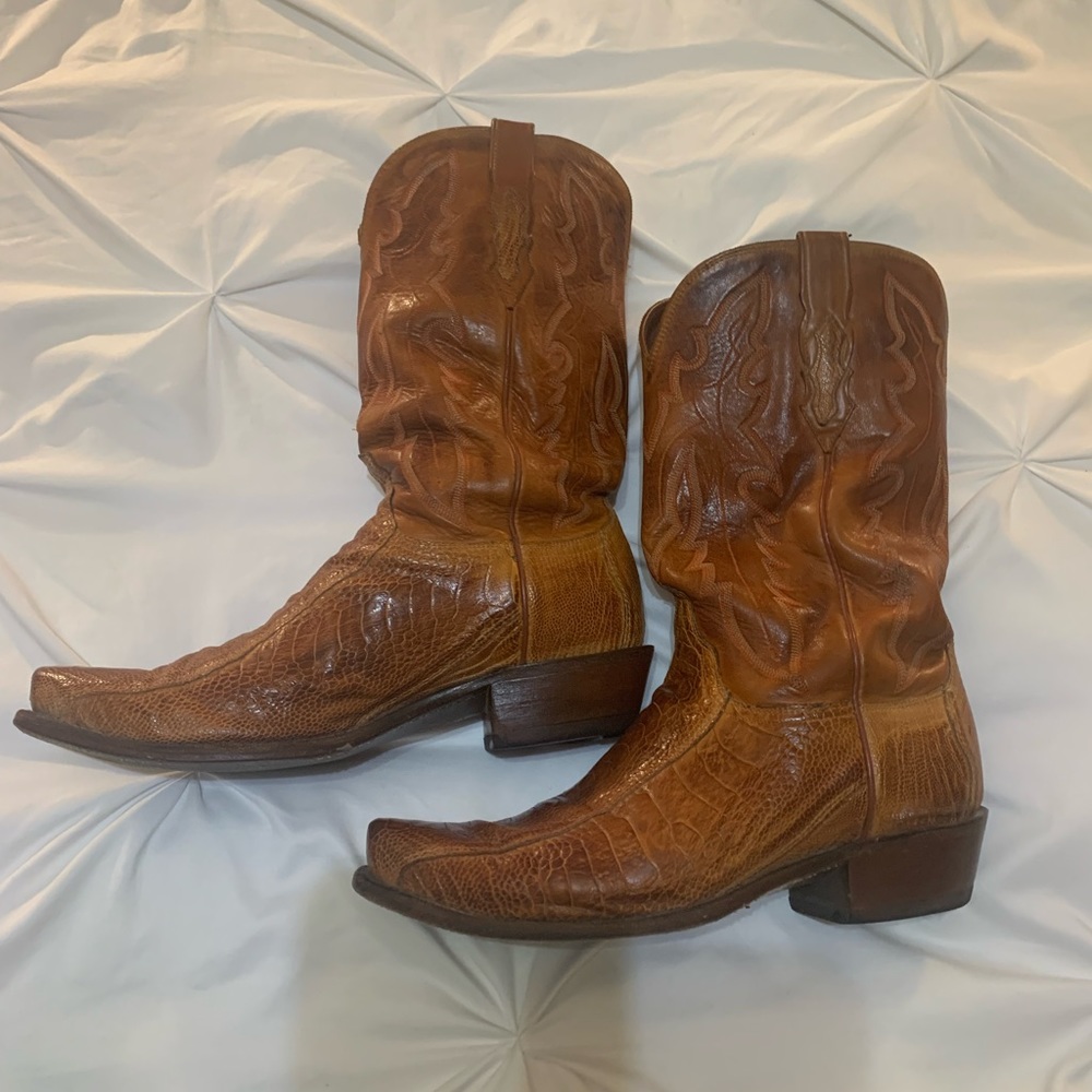 Lucchese Leg Ostrich Cognac Cowboy boots